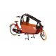 Biporteur Bakfiets Confort STEPS avec cadre rouge et protection pluie noire