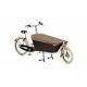 Biporteur Bakfiets Confort STEPS avec cadre crème, coffre noir et housse de protection