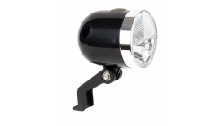 Phare de vélo RETRO, noir ou chromé ,à led,sur piles, 10 lux