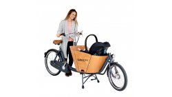 Biporteur court Babboe Mini, un coffre rond pour accueillir deux enfants