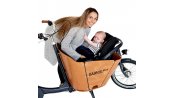 Biporteur court Babboe Mini, un coffre rond pour accueillir deux enfants