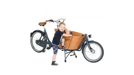 Biporteur court Babboe Mini, un coffre rond pour accueillir deux enfants